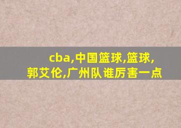 cba,中国篮球,篮球,郭艾伦,广州队谁厉害一点