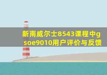 新南威尔士8543课程中gsoe9010用户评价与反馈