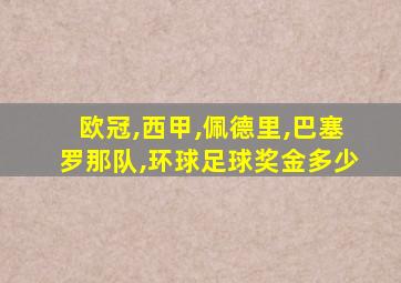 欧冠,西甲,佩德里,巴塞罗那队,环球足球奖金多少